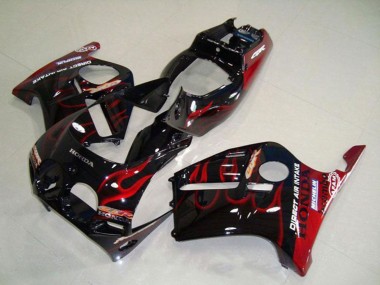 1988-1989 Glossy Black Red Flame Honda CBR250RR MC19 Motorcycle Fairings Australia