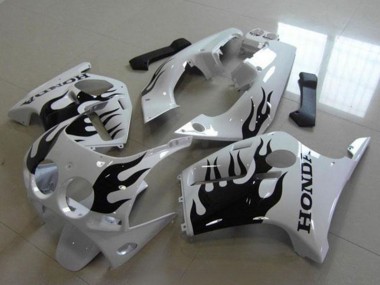 1988-1989 White Glossy Black Flame Honda CBR250RR MC19 Motorcycle Fairings Australia