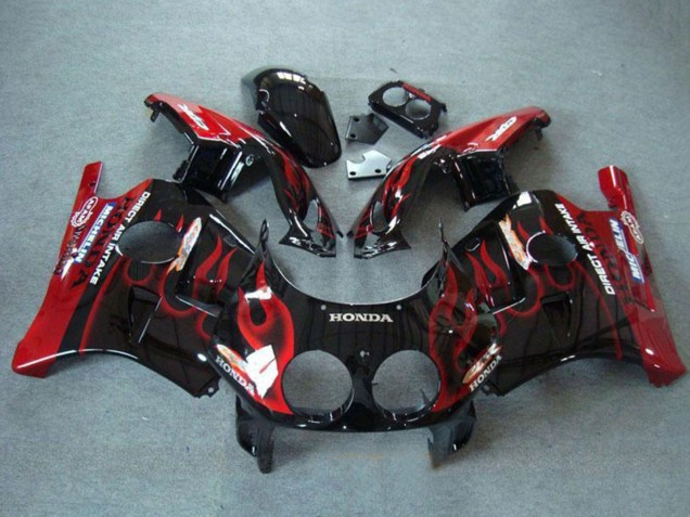 1990-1998 Glossy Black Red Flame Honda CBR250RR MC22 Motorcycle Fairings Australia