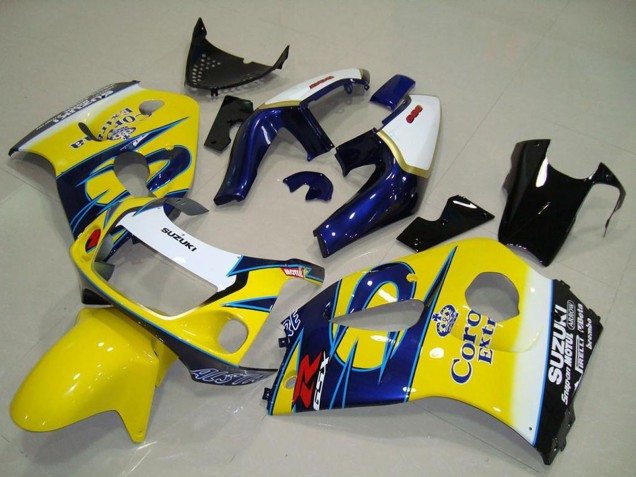 1996-2000 White Yellow Blue Corona Suzuki GSXR 600 Motorcycle Fairings Australia