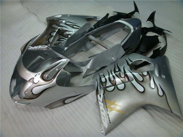 1996-2007 Silver Black Flame Honda CBR1100XX Blackbird Motorcycle Fairing Australia
