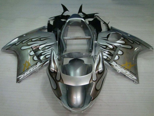 1996-2007 Silver Black Flame Honda CBR1100XX Blackbird Motorcycle Fairing Australia