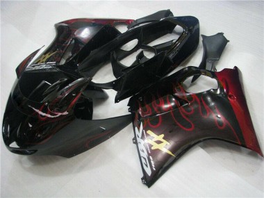 1996-2007 Glossy Black Red Flame Honda CBR1100XX Blackbird Abs Motorcycle Fairings Australia