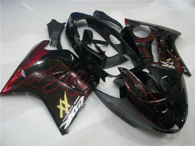 1996-2007 Glossy Black Red Flame Honda CBR1100XX Blackbird Abs Motorcycle Fairings Australia