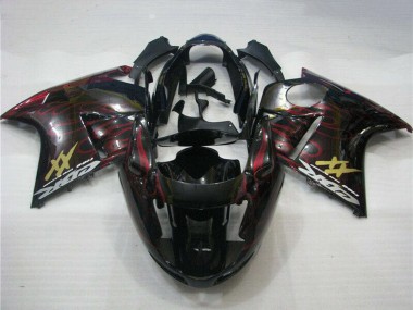 1996-2007 Glossy Black Red Flame Honda CBR1100XX Blackbird Abs Motorcycle Fairings Australia