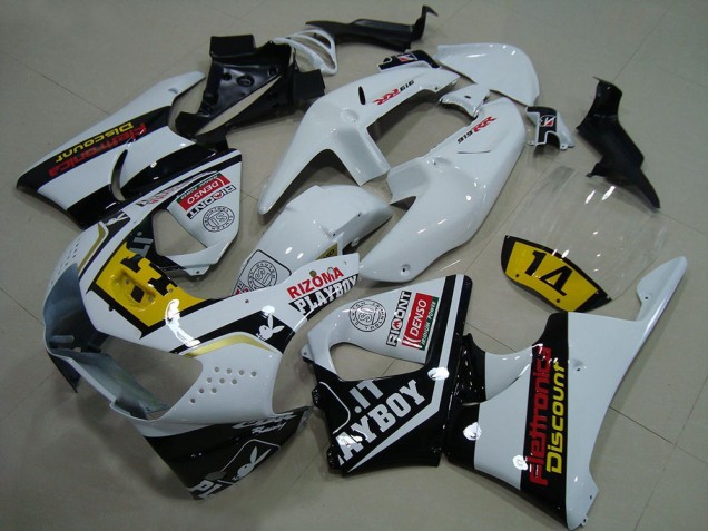 1998-1999 White Yellow Glossy Black Playboy 14 Honda CBR900RR 919 Motorcycle Fairings Australia