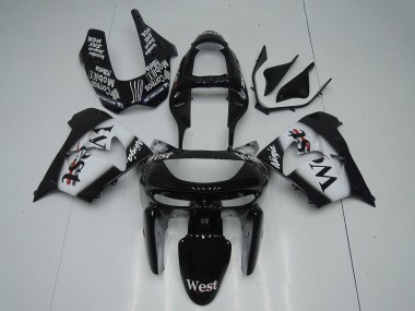 1998-1999 Glossy Black White West Kawasaki ZX9R Motorcycle Fairings Australia