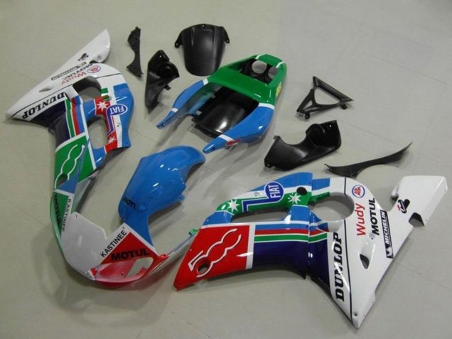 1998-2002 White Blue Green Red Fiat Motul Michelin Dunlop Yamaha YZF R6 Motorcycle Fairings Australia