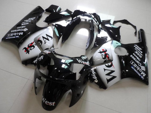 2000-2001 Glossy Black White West Kawasaki ZX12R Motorcycle Fairings Australia
