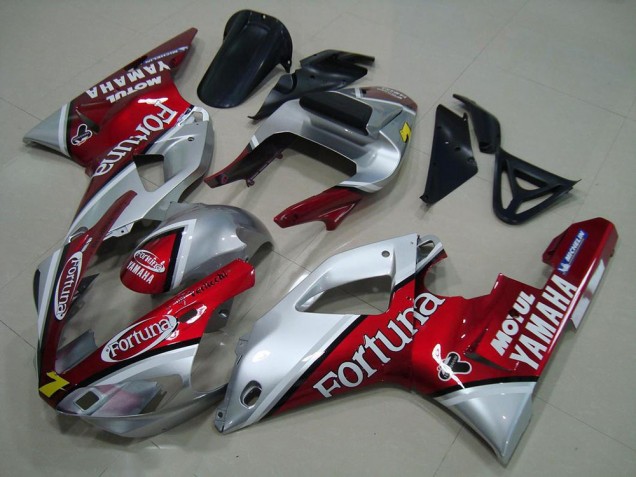 2000-2001 Silver Red Fortuna Motul 7 Yamaha YZF R1 Motorcycle Fairings Australia