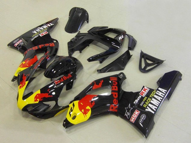 2000-2001 Glossy Black Yellow Red Bull Yamaha YZF R1 Motorcycle Fairings Australia