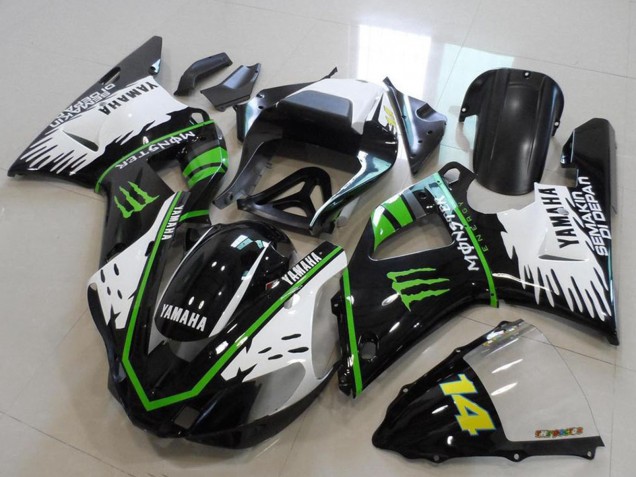 2000-2001 Glossy Black White Green Monster Yamaha YZF R1 Motorcycle Fairings Australia