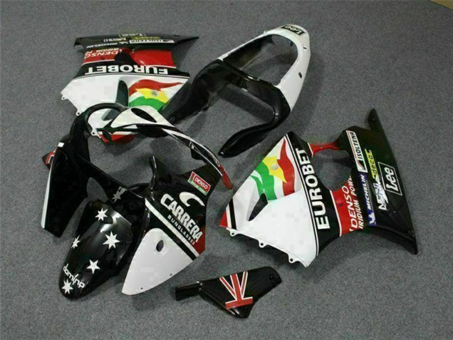 2000-2002 White Red Yellow Green Glossy Black Star EuroBet Kawasaki ZX6R Motorcycle Fairings Australia