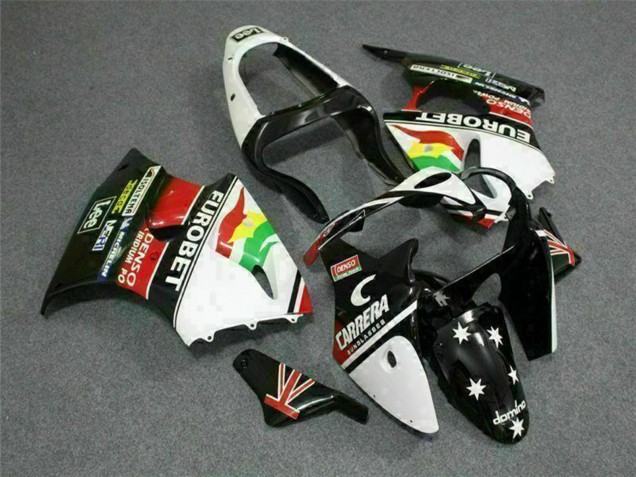 2000-2002 White Red Yellow Green Glossy Black Star EuroBet Kawasaki ZX6R Motorcycle Fairings Australia