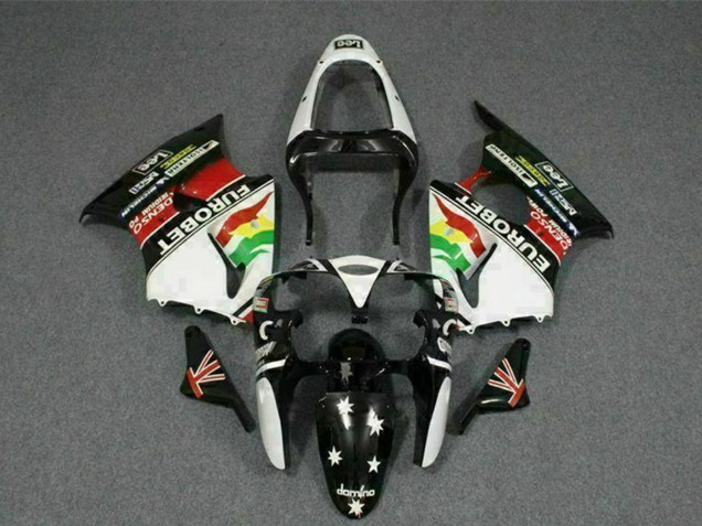2000-2002 White Red Yellow Green Glossy Black Star EuroBet Kawasaki ZX6R Motorcycle Fairings Australia