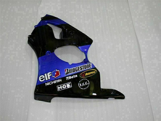 2000-2002 Blue Glossy Black Elf Bridgestone Kawasaki ZX6R Motorcycle Fairings Australia