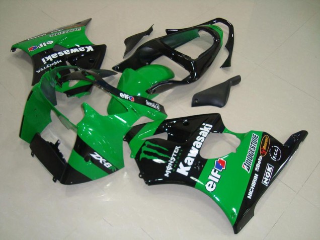 2000-2002 Green Glossy Black Monster Kawasaki ZX6R Motorcycle Fairings Australia