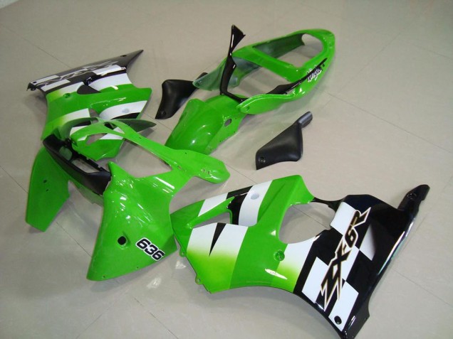 2000-2002 Green White Black 636 Kawasaki ZX6R Motorcycle Fairings Australia