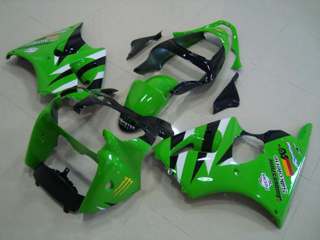 2000-2002 Green White Glossy Black Kawasaki ZX6R Motorcycle Fairings Australia