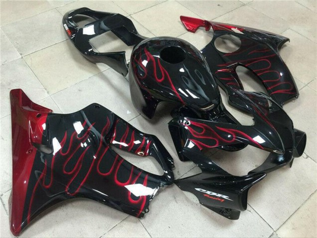 2001-2003 Glossy Black Red Flame Honda CBR600 F4i Motorcycle Fairing Australia