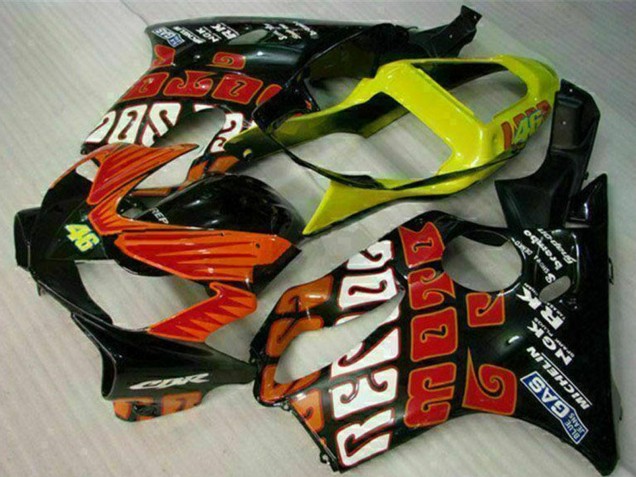 2001-2003 Yellow Orange Glossy Black Rossi 46 Honda CBR600 F4i Motorcycle Fairings Australia