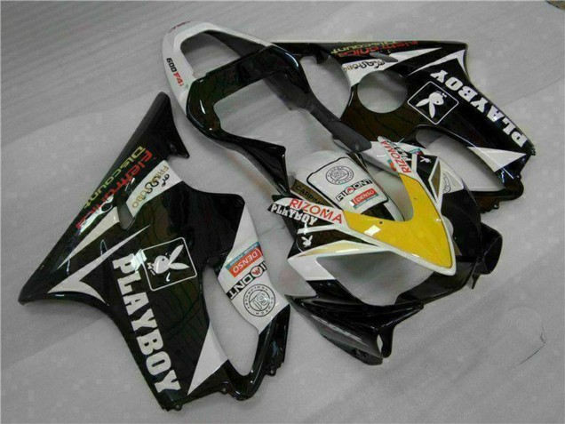 2001-2003 White Yellow Glossy Black Playboy Honda CBR600 F4i Motorcycle Fairings Australia