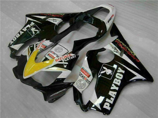 2001-2003 White Yellow Glossy Black Playboy Honda CBR600 F4i Motorcycle Fairings Australia
