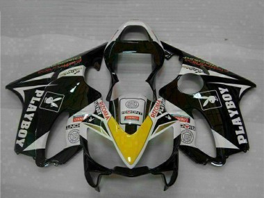 2001-2003 White Yellow Glossy Black Playboy Honda CBR600 F4i Motorcycle Fairings Australia