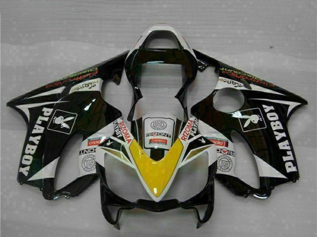 2001-2003 White Yellow Glossy Black Playboy Honda CBR600 F4i Motorcycle Fairings Australia