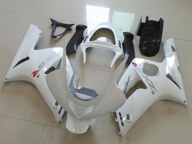 2003-2004 White with Silver Decals Kawasaki ZX6R Motorcycle Fairings Australia