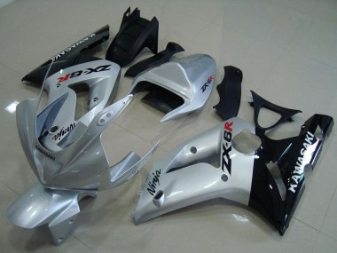 2003-2004 Silver Glossy Black Kawasaki ZX6R Motorcycle Fairings Australia