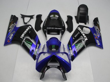 2003-2004 Glossy Black Blue Green Monster Kawasaki ZX6R Motorcycle Fairings Australia