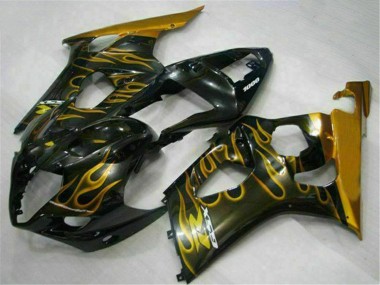 2003-2004 Glossy Black Gold Flame Suzuki GSXR 1000 Motorcycle Fairings Australia