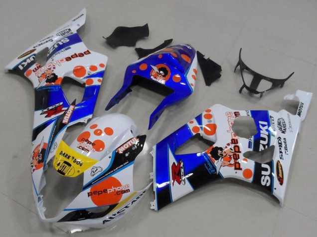 2003-2004 White Blue Red Yellow Pepe Phone Suzuki GSXR 1000 Motorcycle Fairings Australia