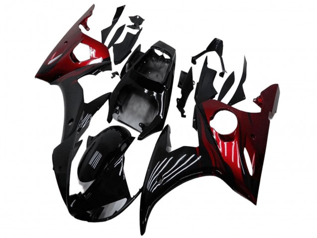 2003-2004 Glossy Black Red Yamaha YZF R6 Motorcycle Fairing Kits Australia