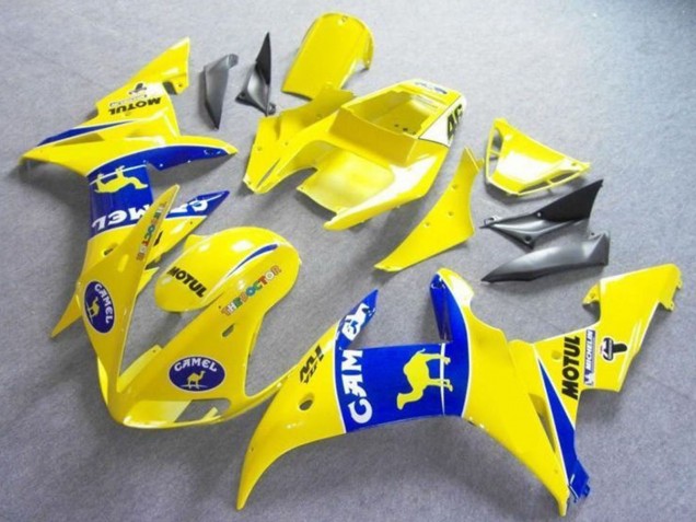2003-2004 Yellow Blue Camel Motul Yamaha YZF R6 Motorcycle Fairings Australia
