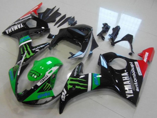 2003-2004 Glossy Black Red Green Monster Motul Yamaha YZF R6 Motorcycle Fairings Australia