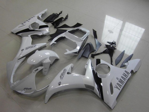 2003-2004 White Glossy Black Yamaha YZF R6 Motorcycle Fairing Kits Australia