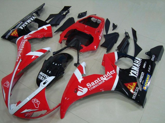 2003-2004 Red White Glossy Black Santander Motul Yamaha YZF R6 Motorcycle Fairings Australia