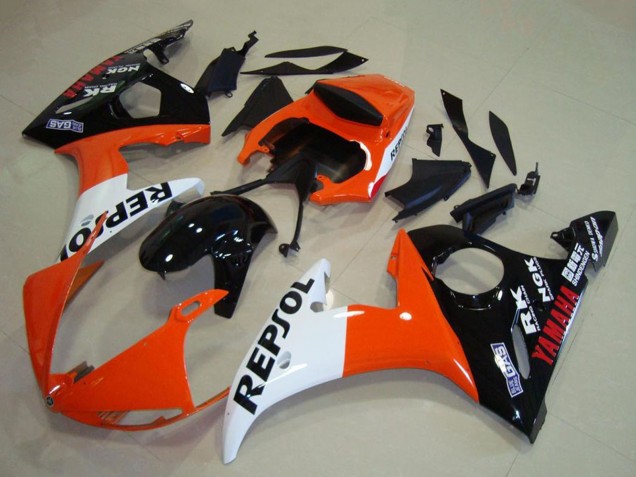 2003-2004 Orange White Glossy Black Repsol Yamaha YZF R6 Motorcycle Fairings Australia
