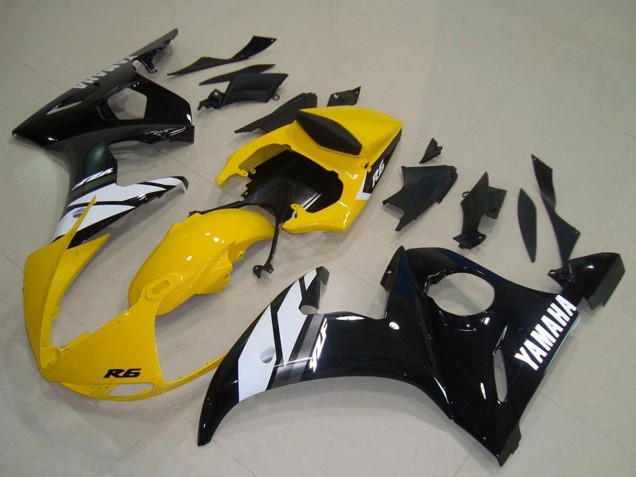 2003-2004 Yellow White Glossy Black Yamaha YZF R6 Motorcycle Fairings Australia