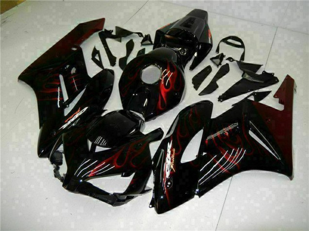 2004-2005 Glossy Black Red Flame Honda CBR1000RR Motorcycle Fairings Australia