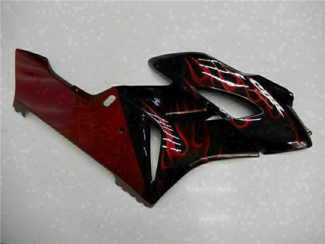 2004-2005 Glossy Black Red Flame Honda CBR1000RR Motorcycle Fairings Australia