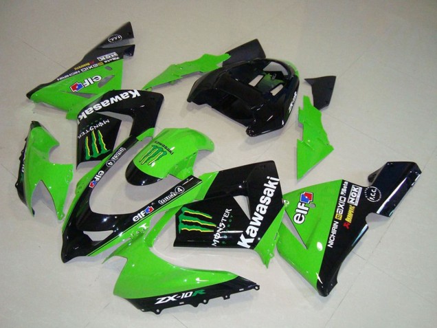 2004-2005 Green Black Monster Elf Kawasaki ZX10R Motorcycle Fairings Australia