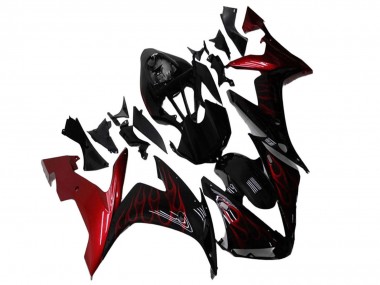 2004-2006 Glossy Black Red Flame Yamaha YZF R1 Motorcycle Fairings Australia
