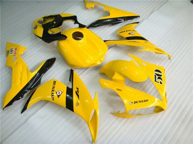 2004-2006 Yellow Glossy Black Dunlop 50 Yamaha YZF R1 Motorcycle Fairings Australia