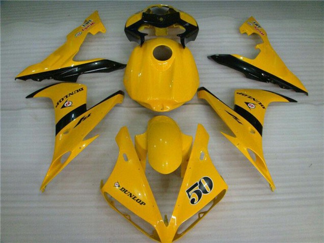 2004-2006 Yellow Glossy Black Dunlop 50 Yamaha YZF R1 Motorcycle Fairings Australia
