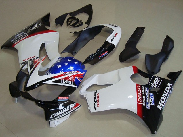 2004-2007 White Red Blue Glossy Black Star Lee Carrera Honda CBR600 F4i Motorcycle Fairings Australia