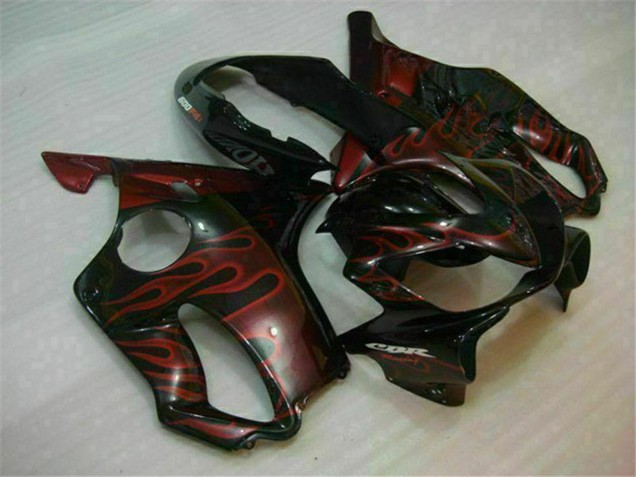 2004-2007 Glossy Black Red Flame Honda CBR600 F4i Motorcycle Fairings Australia