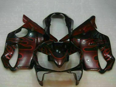 2004-2007 Glossy Black Red Flame Honda CBR600 F4i Motorcycle Fairings Australia